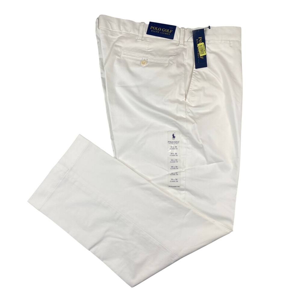 Polo Golf Ralph Lauren Mens 38x30 White Classic Fit Chino Casual Pants NWT